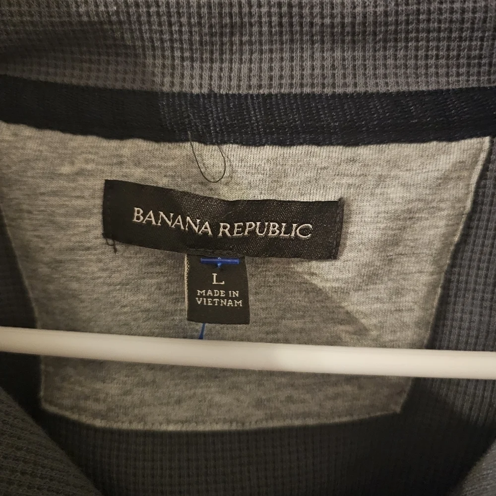 Banana Republic Men's Gray 1/4 Zip Sweater Pull Over Shirt Size L